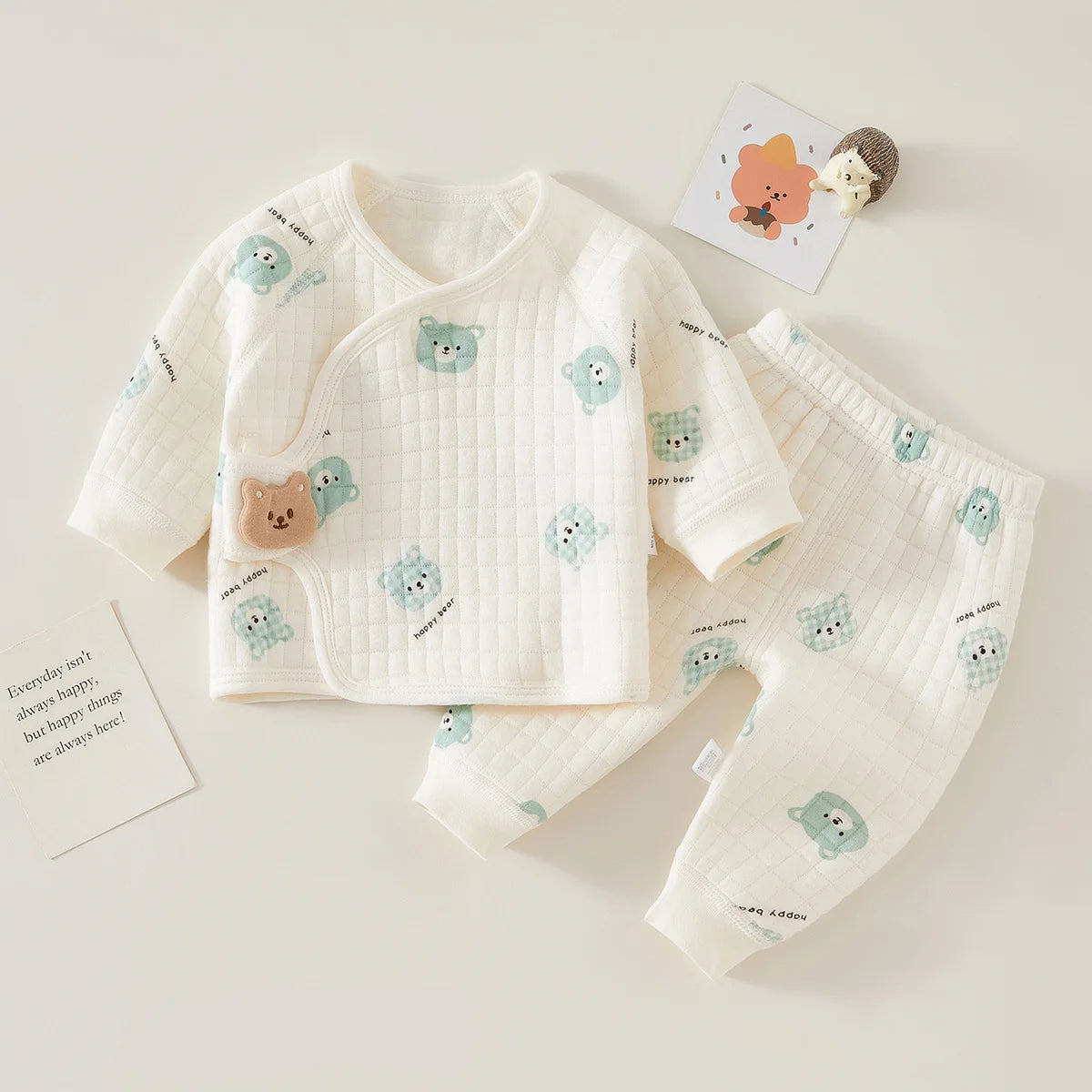 Cute Bear and Dog Pattern Baby Pajama Set