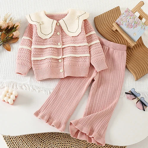Cozy Knit Cardigan and Ribbed Pants Set