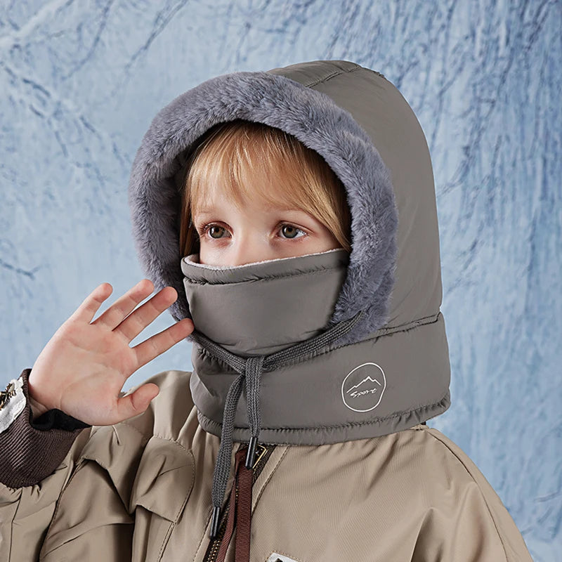 Winter Kids' Hooded Face Cover & Hat Set