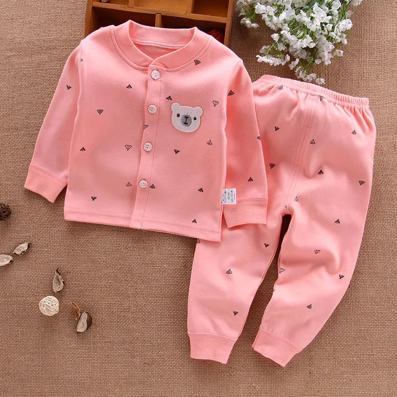 Cute Bear Embroidered Baby Pajama Sets