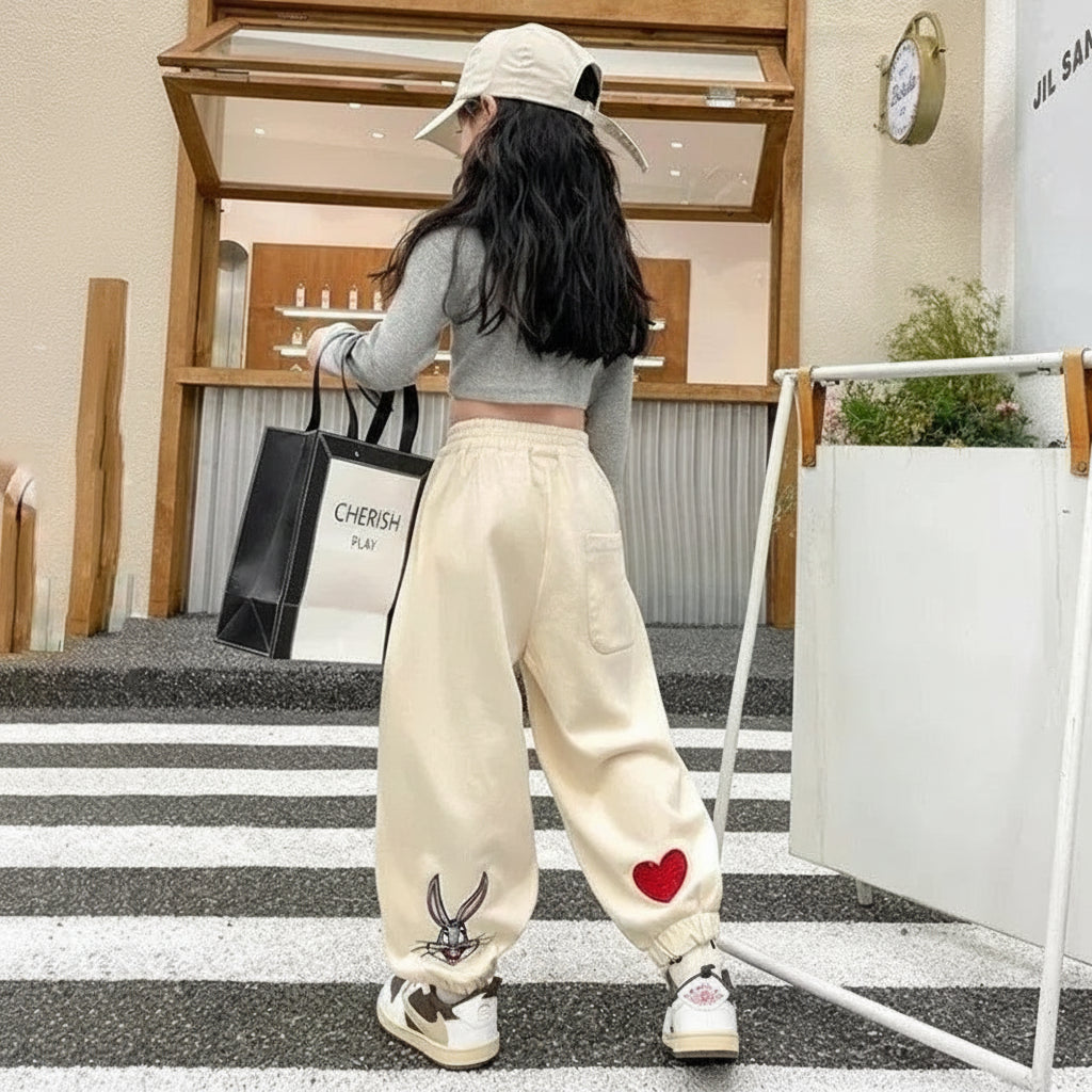 Playful Bunny & Heart Fleece Pants
