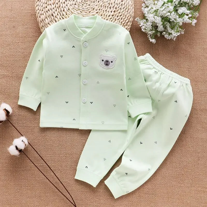 Cute Bear Embroidered Baby Pajama Sets