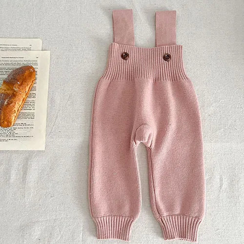 Colorful Knitted Baby Pants with Suspender Straps