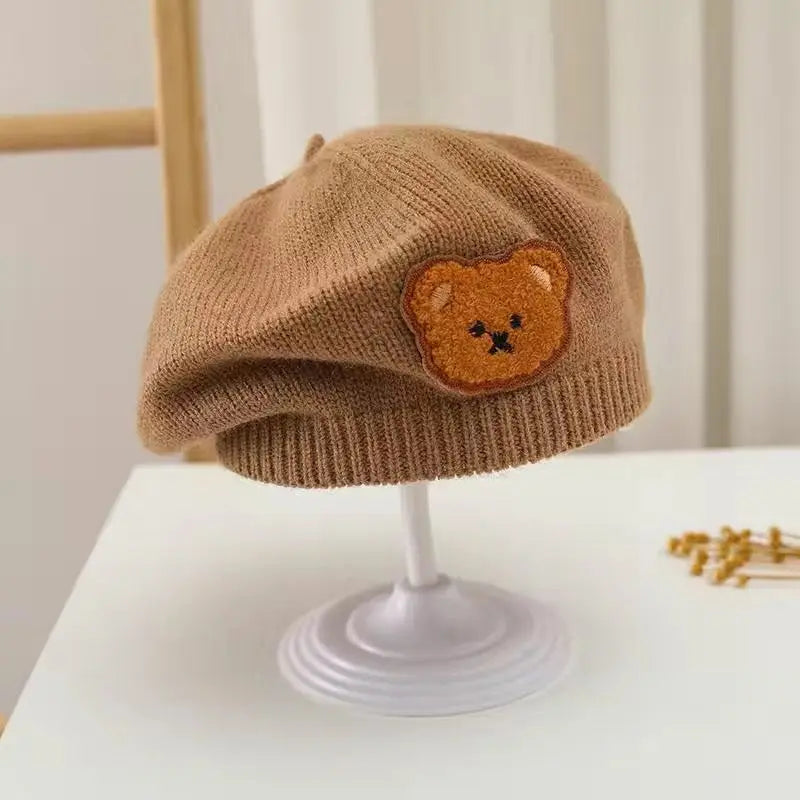 Cute Bear Embroidered Knit Beanies