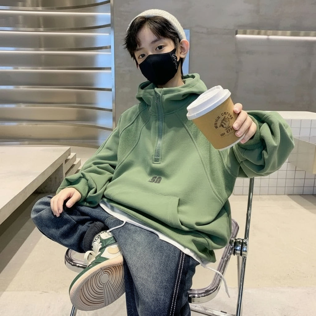 Fleece-Lined Thickened Casual Hoodie