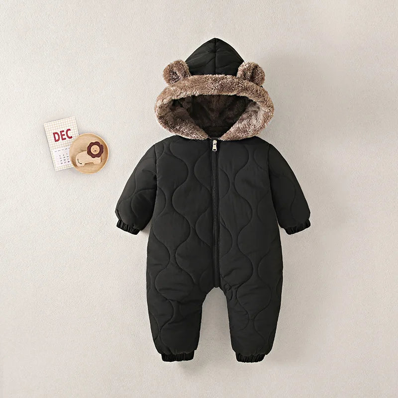 Cozy Bear Furry Hooded Baby Snowsuit