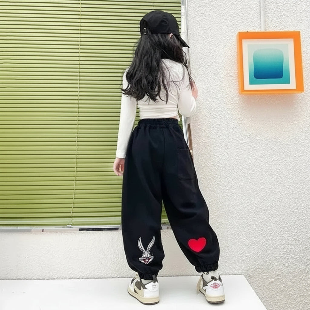 Playful Bunny & Heart Fleece Pants