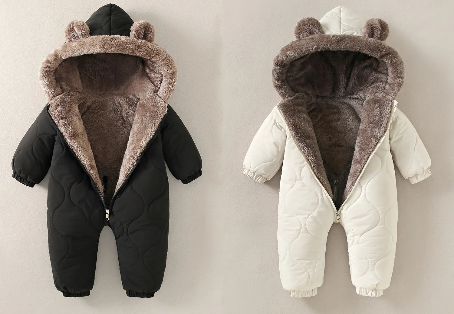 Cozy Bear Furry Hooded Baby Snowsuit