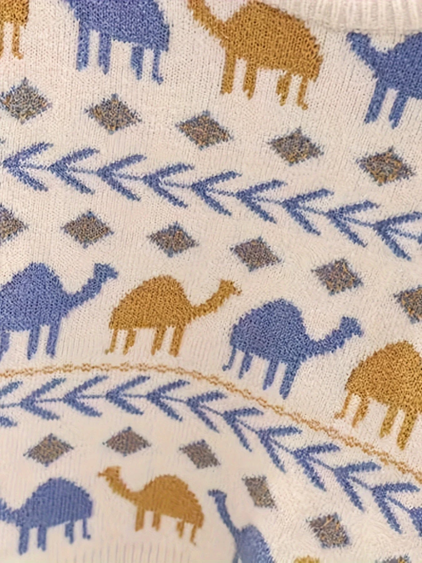 Cute Camel Pattern Knit Sweater