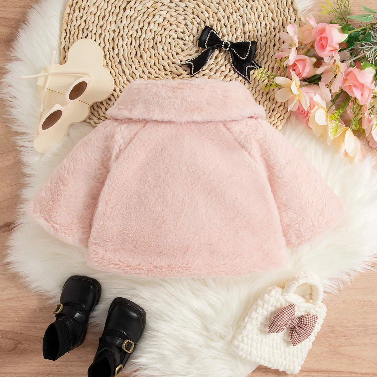 Warm And Beautiful  Baby Cape with Bow Decoration