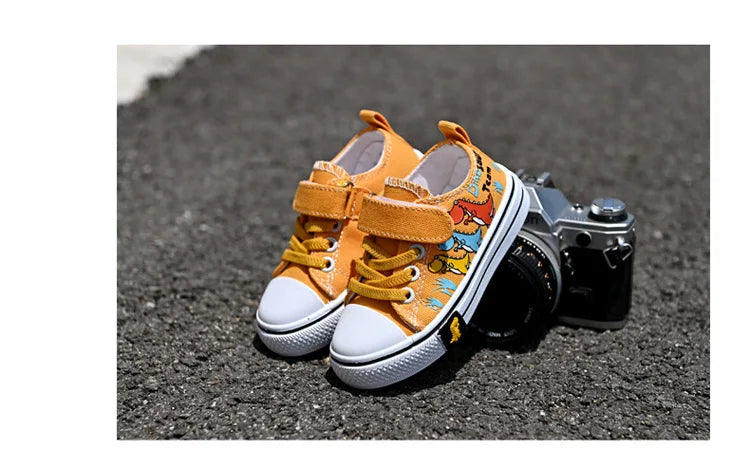 Comfortable and Trendy Toddler Dinosaur Print Canvas Sneakers