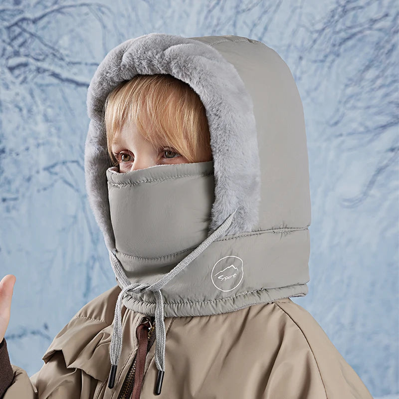 Winter Kids' Hooded Face Cover & Hat Set