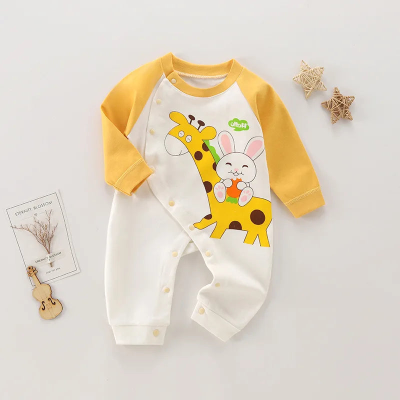 Adorable Baby Animal & Fruit Print Rompers