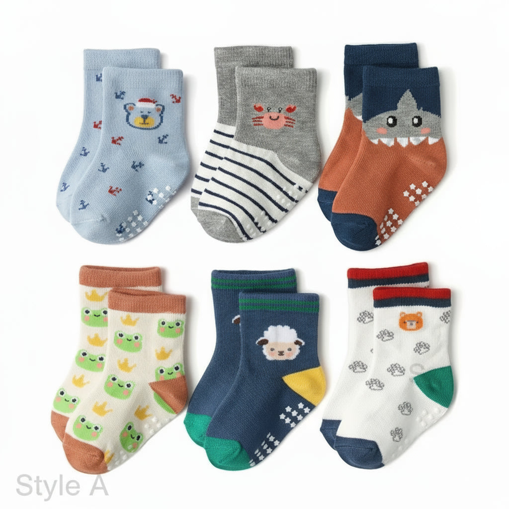 Cute Animal & Vehicle Pattern Baby Socks Set