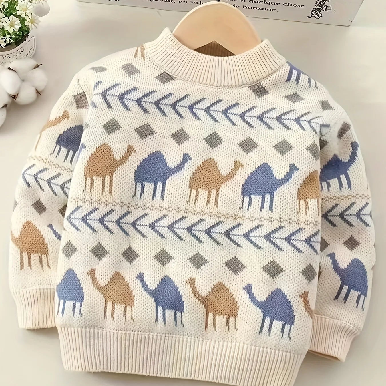 Cute Camel Pattern Knit Sweater