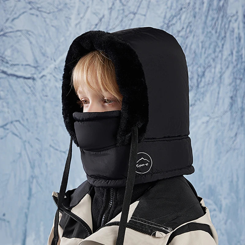 Winter Kids' Hooded Face Cover & Hat Set
