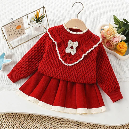 Knit Sweater Dress with Bow Embellishment