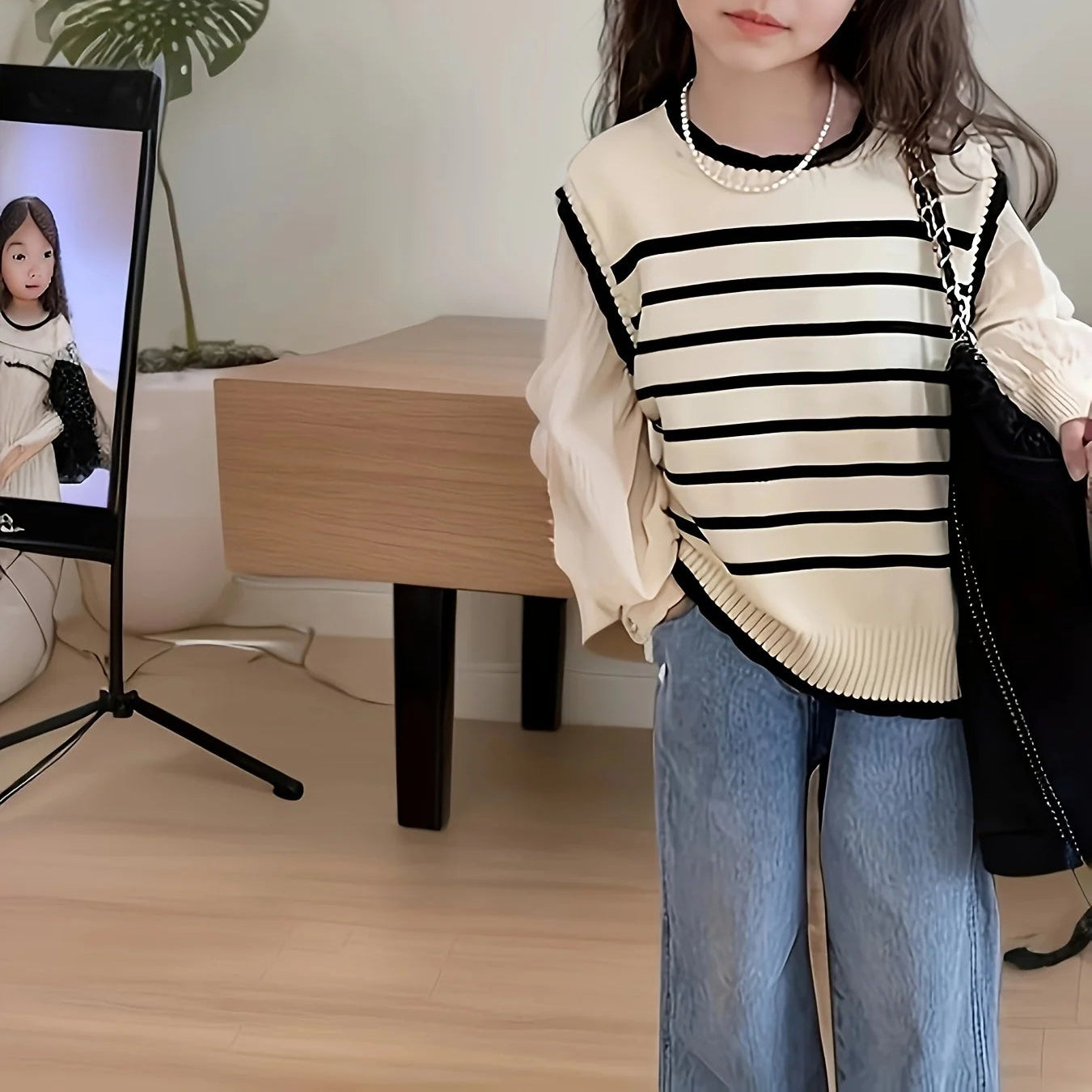 Classic Striped Sweaters with Puff sleeve Detail