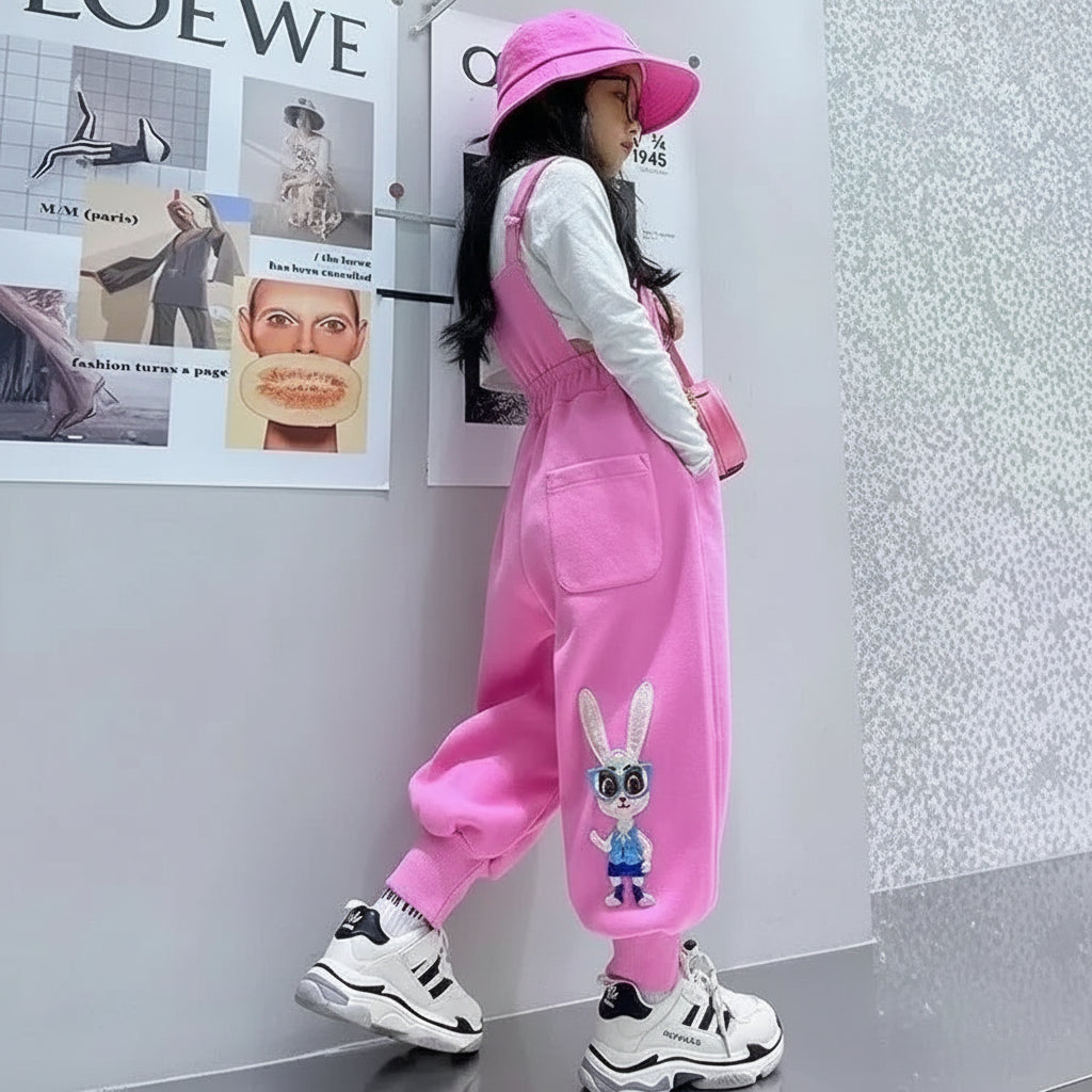 Colorful Bunny Embroidered Jogger Pants