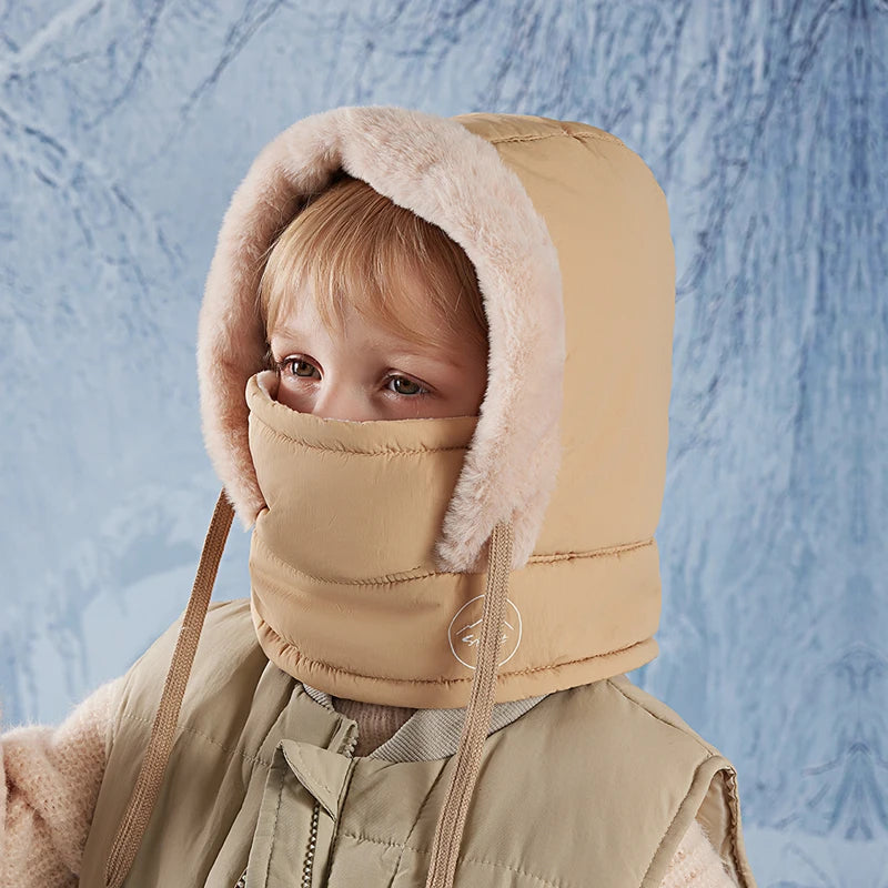 Winter Kids' Hooded Face Cover & Hat Set