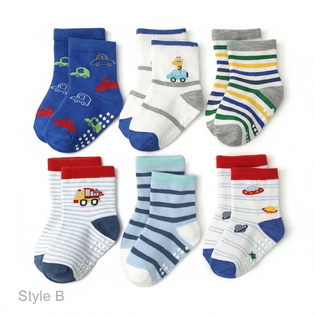 Cute Animal & Vehicle Pattern Baby Socks Set
