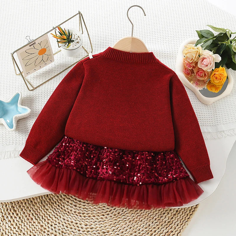 Elegant Pearl-Embroidered Cardigan with Sequin Skirt Set