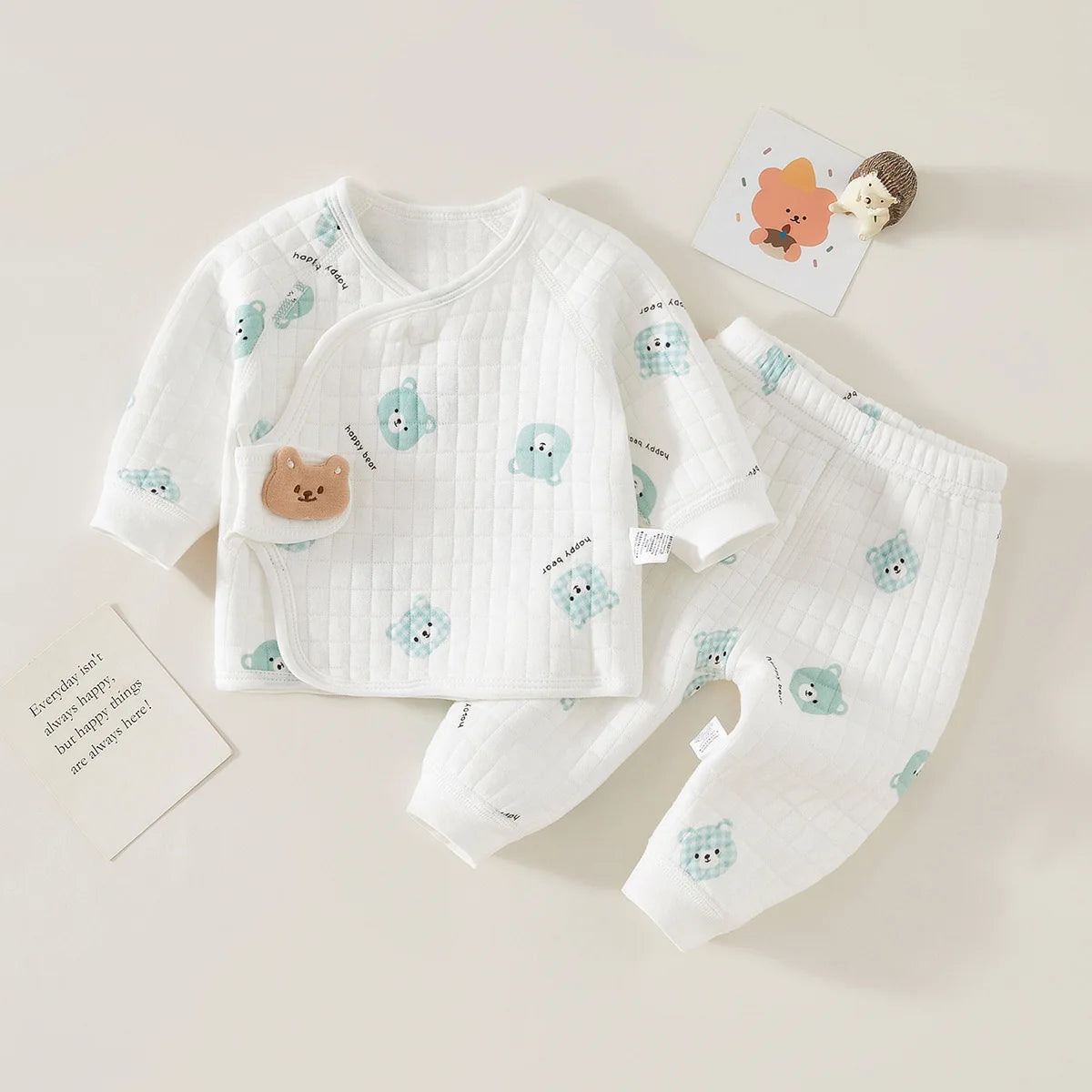 Cute Bear and Dog Pattern Baby Pajama Set