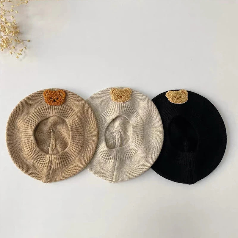 Cute Bear Embroidered Knit Beanies