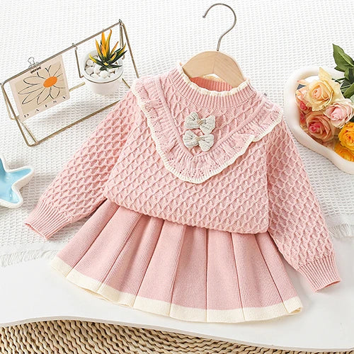 Knit Sweater Dress with Bow Embellishment