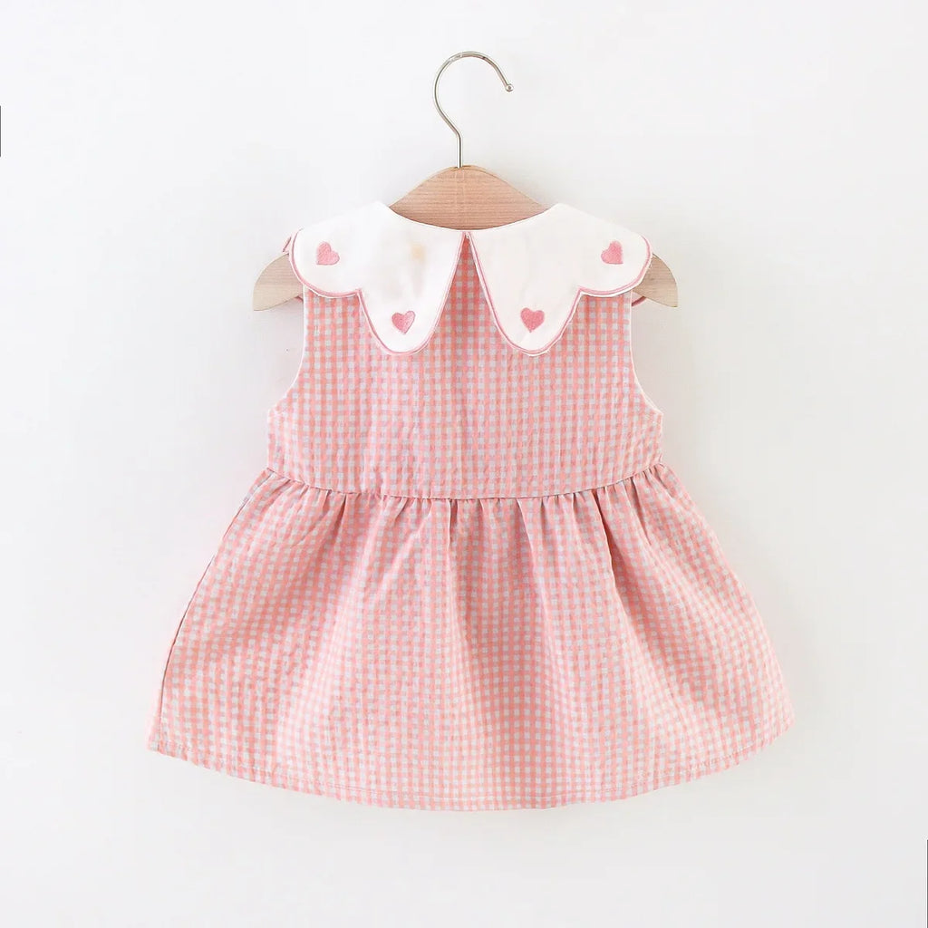 Baby Girl Cute Dress with Embroidered Collar and Purse