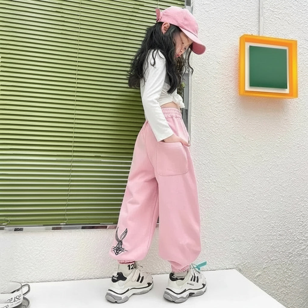 Playful Bunny & Heart Fleece Pants