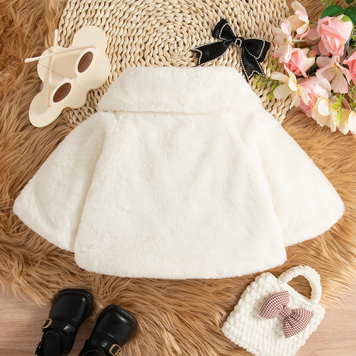 Warm And Beautiful  Baby Cape with Bow Decoration