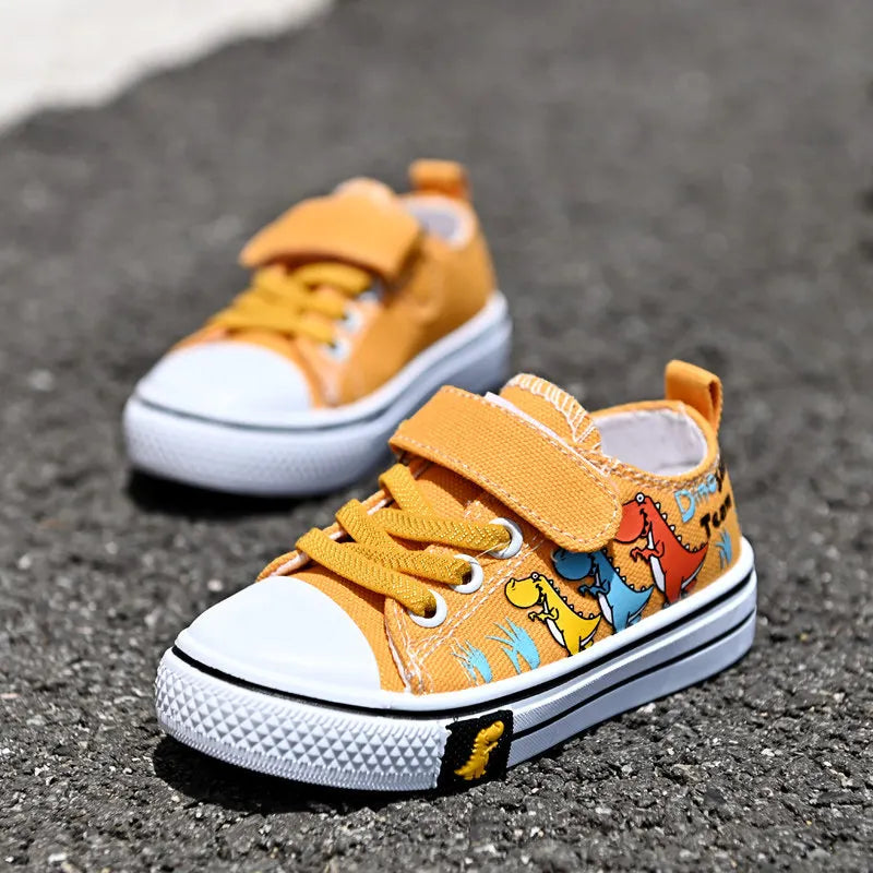 Comfortable and Trendy Toddler Dinosaur Print Canvas Sneakers