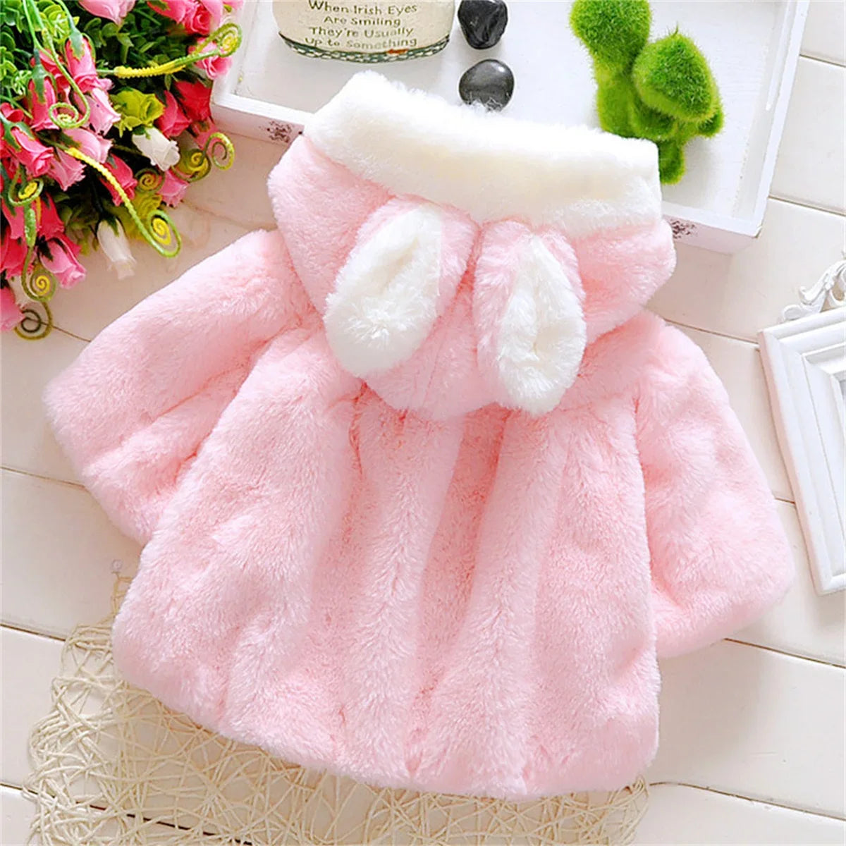 Cute Bunny Hooded Fleece Baby Wrap
