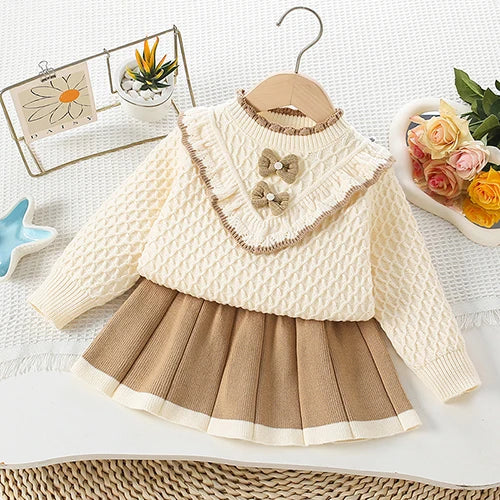 Knit Sweater Dress with Bow Embellishment