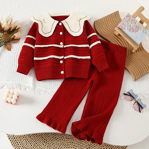Cozy Knit Cardigan and Ribbed Pants Set