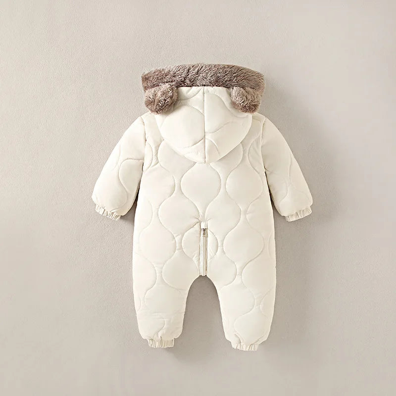 Cozy Bear Furry Hooded Baby Snowsuit