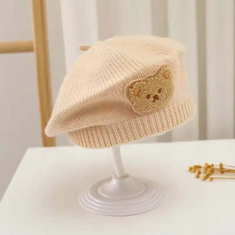 Cute Bear Embroidered Knit Beanies