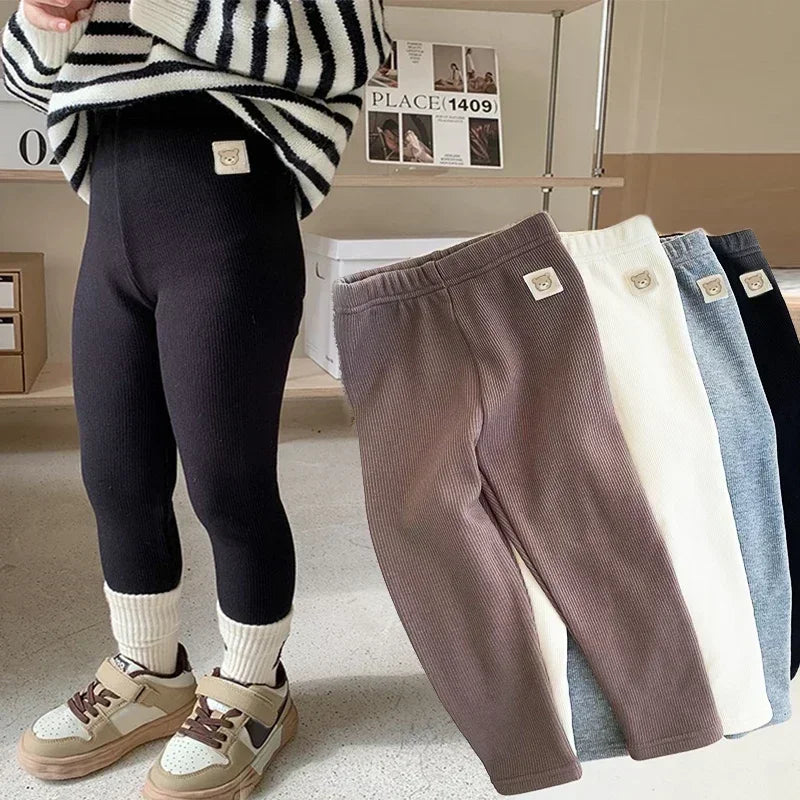 Toddler Cozy Fleece Pants with Bear Logo