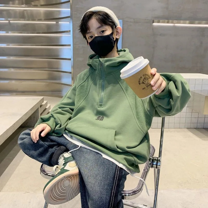 Fleece-Lined Thickened Casual Hoodie