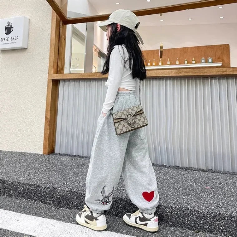 Playful Bunny & Heart Fleece Pants