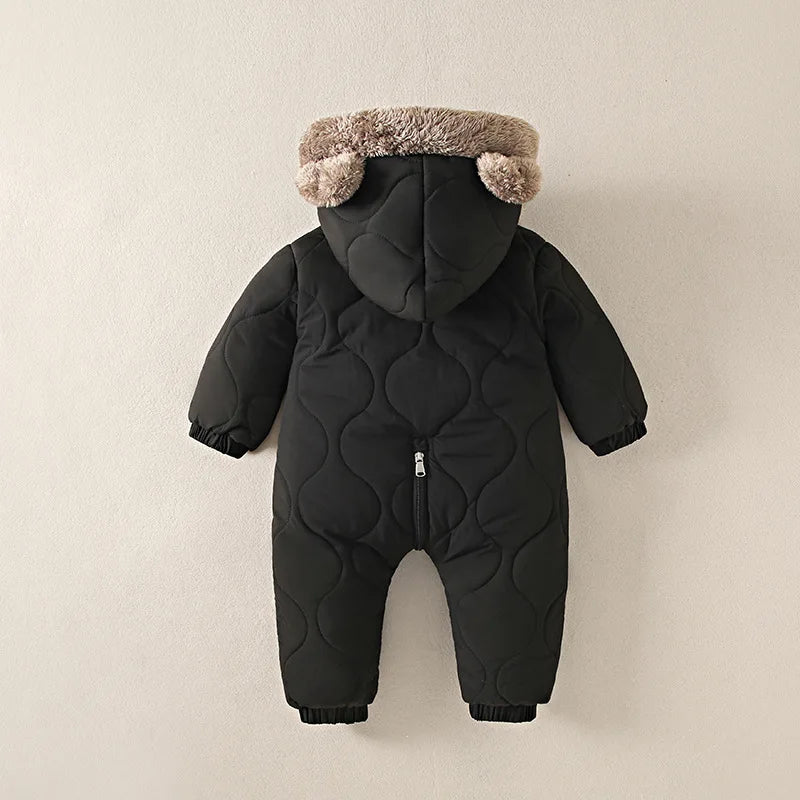 Cozy Bear Furry Hooded Baby Snowsuit
