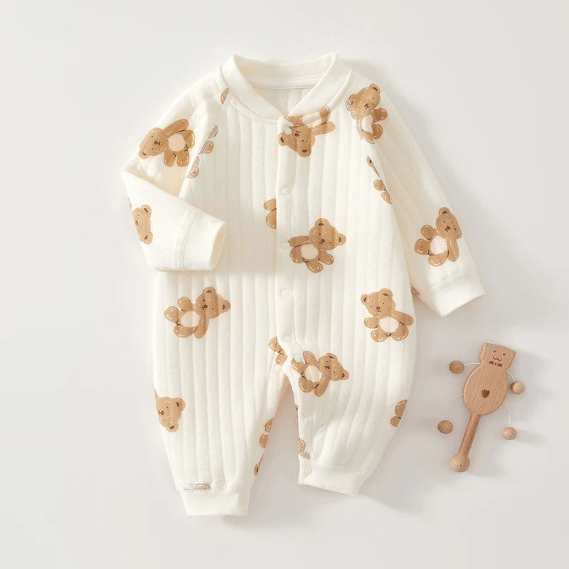 Cute Bear Print Baby Romper