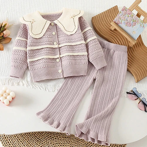 Cozy Knit Cardigan and Ribbed Pants Set