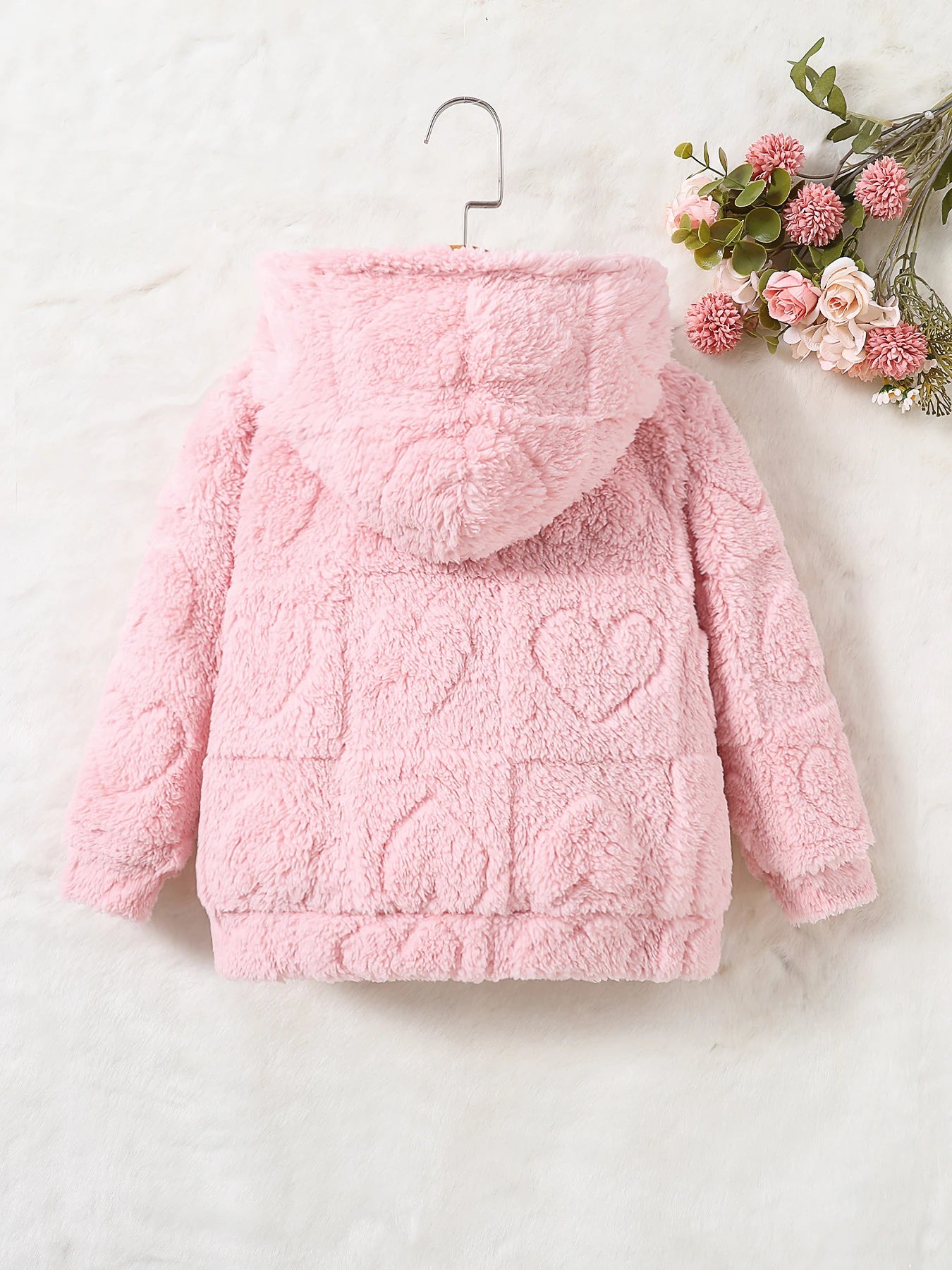 Soft Pink Fuzzy Hooded Jacket